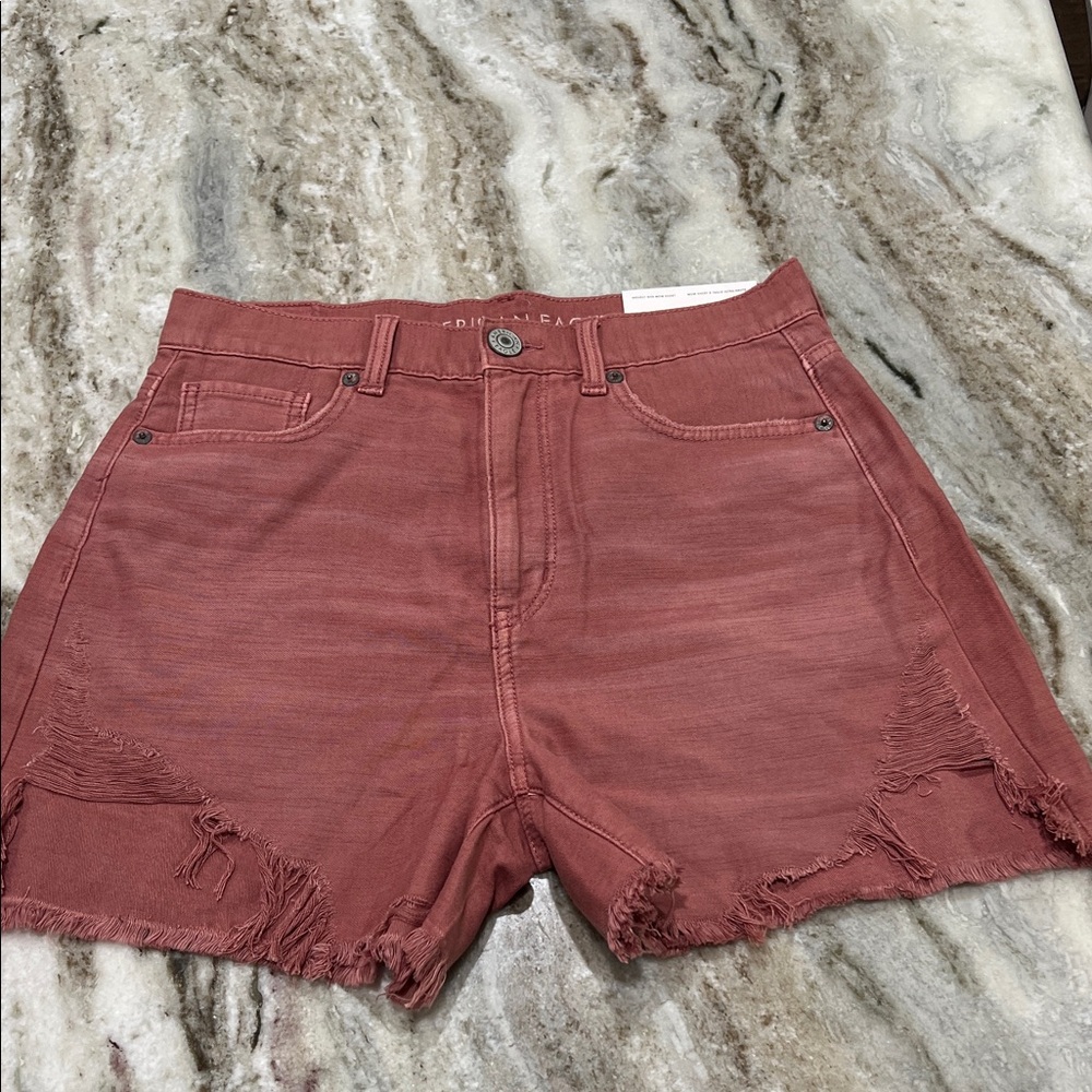 Frayed Hem Women Shorts in Rust by American eagle